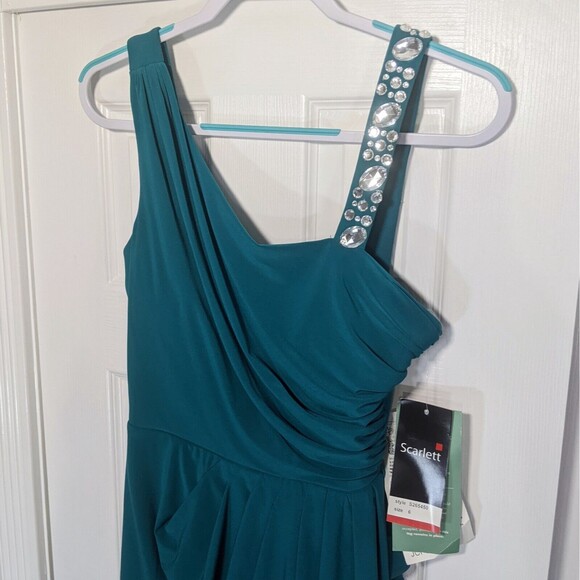 Scarlett Teal Jewels Short Dress 6 Small Sleeveless Bodycon Y2K Draped NWT New - Picture 3 of 12